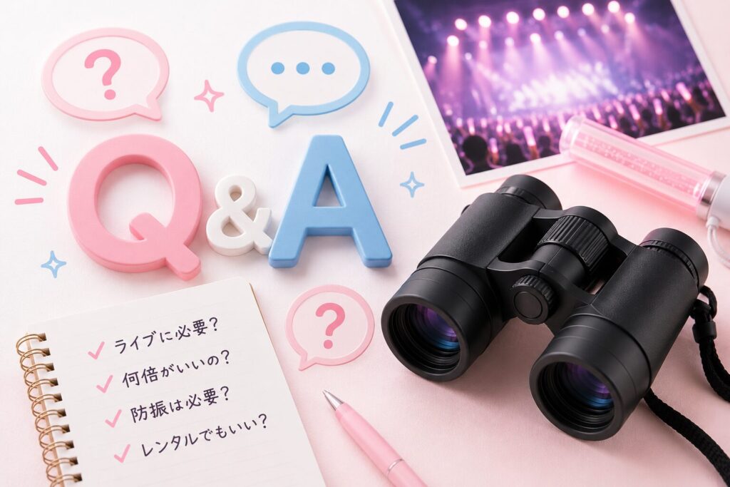 ライブにおすすめの双眼鏡は?初心者向けに失敗しない選び方を解説についての質問