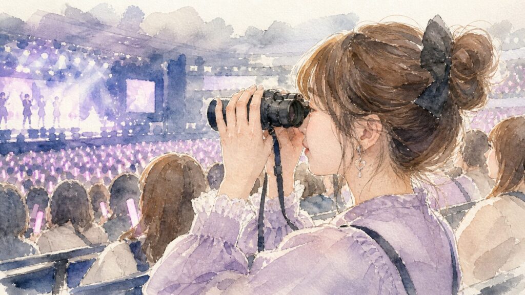 ライブで双眼鏡をつかう女子